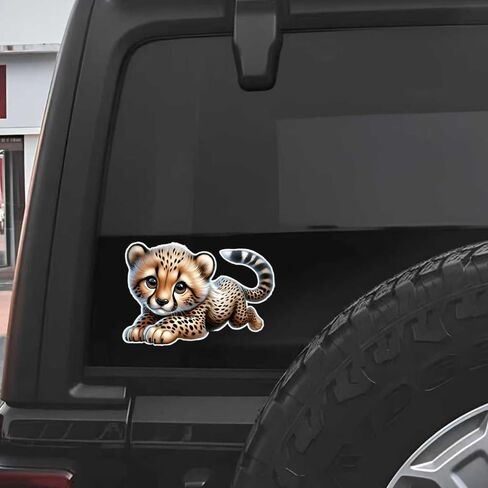 Cute Baby Cheetah Leopard Vinyl Decal Stickers, Waterproof Removable, 2 Pack, for Laptops, Cars, Wall, Furniture, Bedroom Decoration LB-005 in Kuwait