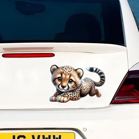 Cute Baby Cheetah Leopard Vinyl Decal Stickers, Waterproof Removable, 2 Pack, for Laptops, Cars, Wall, Furniture, Bedroom Decoration LB-005 in Kuwait