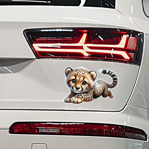 Cute Baby Cheetah Leopard Vinyl Decal Stickers, Waterproof Removable, 2 Pack, for Laptops, Cars, Wall, Furniture, Bedroom Decoration LB-005 in Kuwait