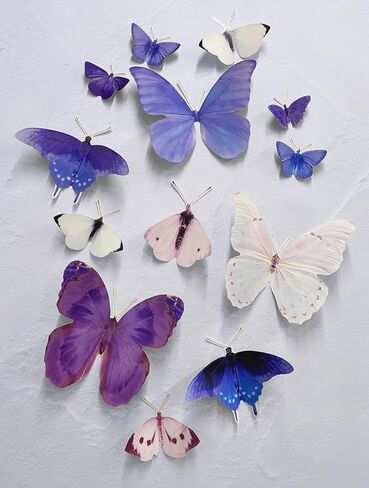 Jekocet ㅤ Butterfly Decorations 13PCS Giant Butterfly Wall Decor for Butterfly Birthday Decorations Large Butterfly Wall Art Home Room Decor for Girls Birthday Baby Shower Fairy Tea Party Supplies in Kuwait