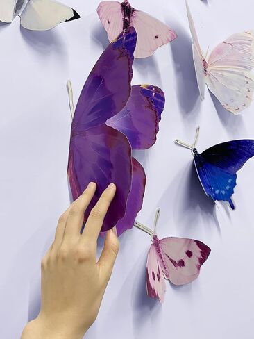 Jekocet ㅤ Butterfly Decorations 13PCS Giant Butterfly Wall Decor for Butterfly Birthday Decorations Large Butterfly Wall Art Home Room Decor for Girls Birthday Baby Shower Fairy Tea Party Supplies in Kuwait
