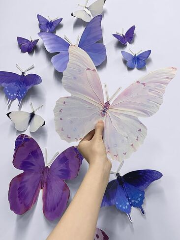 Jekocet ㅤ Butterfly Decorations 13PCS Giant Butterfly Wall Decor for Butterfly Birthday Decorations Large Butterfly Wall Art Home Room Decor for Girls Birthday Baby Shower Fairy Tea Party Supplies in Kuwait