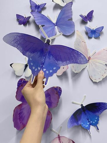 Jekocet ㅤ Butterfly Decorations 13PCS Giant Butterfly Wall Decor for Butterfly Birthday Decorations Large Butterfly Wall Art Home Room Decor for Girls Birthday Baby Shower Fairy Tea Party Supplies in Kuwait