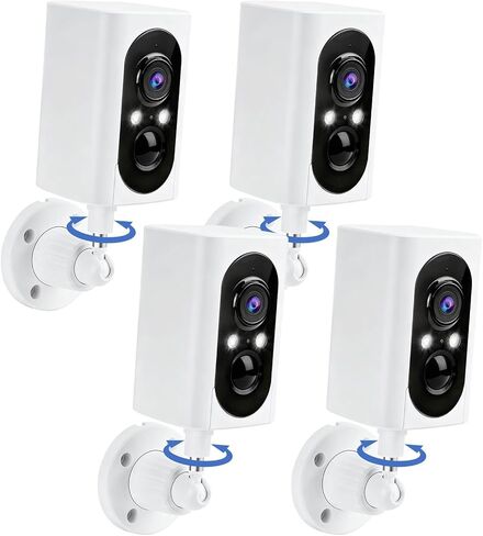 Security Cameras Wireless Outdoor 355° Pan Rotating 2K Color Night Vision Cameras for Home Security WiFi Battery Outdoor Camera Motion Detection 2-Way Talk IP65 Spotlight Siren SD/Cloud Storage 4 Pack in Saudi Arabia