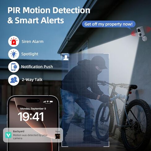 Security Cameras Wireless Outdoor 355° Pan Rotating 2K Color Night Vision Cameras for Home Security WiFi Battery Outdoor Camera Motion Detection 2-Way Talk IP65 Spotlight Siren SD/Cloud Storage 4 Pack in Saudi Arabia