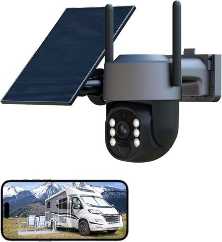 Ameyes 4MP 4G LTE كاميرات أمنية خلوية لاسلكية في الهواء الطلق، كاميرات شمسية لأمن المنزل 32 جيجابايت بطاقة SD وبطاقة SIM، رؤية ليلية، كاميرا PT 360، صوت ثنائي الاتجاه، كشف الحركة، بدون واي فاي وسلك (أسود) in Kuwait