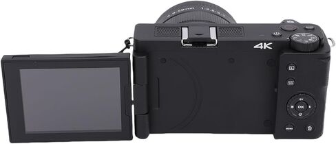 4K Digital Camera, Mirrorless with 64MP, 20X Zoom, 3 Inch Flip Screen, Anti Shake - High Resolution Video, LED Fill Light, Ideal for Travel Photography (Black) in Kuwait