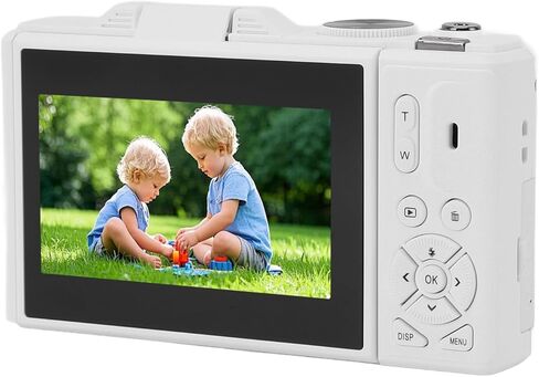 كاميرا رقمية Tbest 5K بدقة 75 ميجابكسل HD 18X تكبير التركيز التلقائي ريترو بدون مرآة مع شاشة 3 بوصة للتصوير الفوتوغرافي أثناء السفر (أبيض) in Kuwait