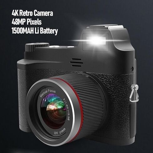 Digital Mirrorless Camera 48MP, 4K Video, Manual Focus, Macro Photography, Home Travel Use - Long Battery Life, Hot Shoe Expansion, Non Slip Grip in Kuwait