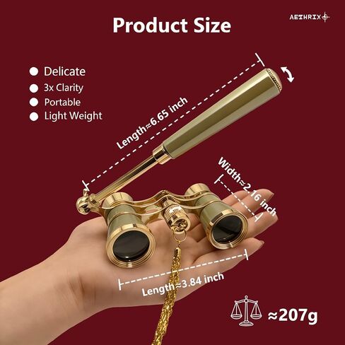 نظارات أوبرا 3X25 للنساء مناظير مع مقبض وسلسلة قابلة للتعديل، نظارات مسرح عتيقة محمولة مناظير مدمجة للبالغين في الحفلات الموسيقية أوبرا هورس سينما رياضية in Kuwait