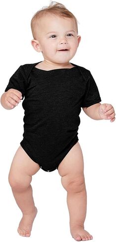 Bella + Canvas قطعة واحدة قصيرة الأكمام للأطفال الرضع 12-18MOS CHAR BLACK TRIB in Kuwait