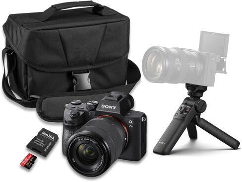 كاميرا Sony a7 III بدون مرآة مع عدسة FE مقاس 28-70 مم f/3.5-5.6 OSS + مقبض التصوير اللاسلكي Sony GP-VPT3 + SanDisk Extreme Pro سعة 128 جيجابايت + حقيبة حمل الكاميرا + المزيد (حزمة مكونة من 18 قطعة) in Kuwait
