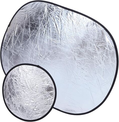 SHOWERORO 2pcs Collapsible Photography Light Reflectors Board Portable Silver White Soft Diffuser for Outdoor Studio Photo Shoot Lighting in Kuwait