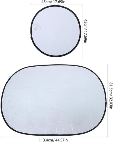 SHOWERORO 2pcs Collapsible Photography Light Reflectors Board Portable Silver White Soft Diffuser for Outdoor Studio Photo Shoot Lighting in Kuwait