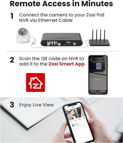 ZOSI 4MP 2.5K PoE Add-On Security Camera Outdoor, 1440p Surveillance IP Camera for Home Security, 100ft Night Vision, AI Human Vehicle Detection, Two-Way Audio, Works with Our PoE NVR Only in Saudi Arabia