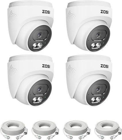 ZOSI 4MP 2.5K PoE Add-On Security Camera Outdoor, 1440p Surveillance IP Camera for Home Security, 100ft Night Vision, AI Human Vehicle Detection, Two-Way Audio, Works with Our PoE NVR Only in Saudi Arabia