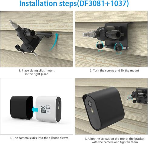 No-Drill Vinyl Siding Mount with Silicone Cover for AOSU Security Cameras Wireless Outdoor (Wireless Cam Pro/Max) Black in Kuwait