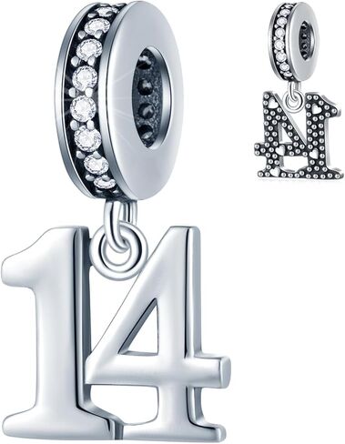 GLOWDAS 10 to 25 28 30 31 33 35 36 40 45 50 55 60 65 70 75 80 Birthday Charms, fits European Anniversary Bracelet/Necklace, 925 Sterling Silver Number Pendant Beads, Gifts for Lover/Family/Friends in Kuwait