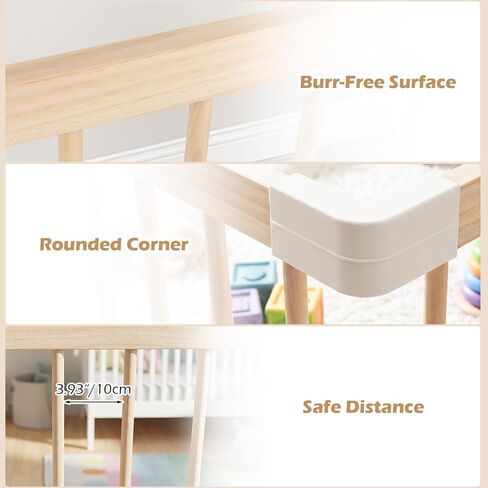 INFANS Wooden Baby Playpen with Adjustable Size & Shape, 8 Panels, Child Proof Lock, Easy to Assemble, 63" x 63" Portable Play Yard for Babies Toddlers in Kuwait
