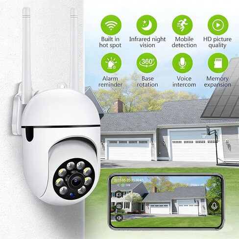 Smart Security Camera WiFi Indoor/Outdoor 1440P with Auto Tracking, Color Night Vision, 3-Way Audio, Motion Detection, Easy Setup, Memory Card not Included in Saudi Arabia