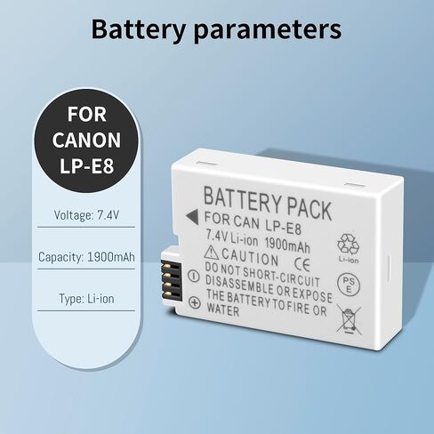 عبوتان من بطاريات بديلة LP-E8 متوافقة مع Canon EOS Rebel T5i، T4i، T3i، T2i، Kiss X4، Kiss X5، Kiss X6، LC-E8E، EOS 550D، EOS 600D، EOS 650D، EOS 700D DSLR كاميرا رقمية، 1900 مللي أمبير في الساعة in Kuwait