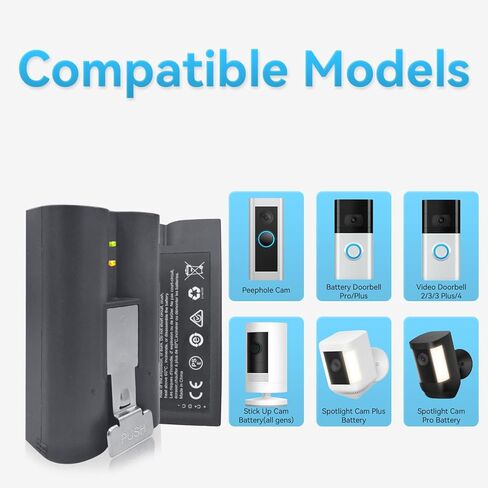 بطارية متوافقة (عبوتان) وقاعدة شحن، 6040 مللي أمبير لجرس الباب Ring-Doorbell 2/3/4، كاميرا Spotlight، كاميرا Stick Up Cam V4 in Kuwait