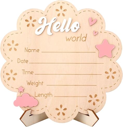 لافتات Hello World لحديثي الولادة، لافتة إعلان ترحيب خشبية لطيفة مع حامل لوحة اسم الميلاد لدعائم الصور وديكور حضانة الطفل في المستشفى in Kuwait