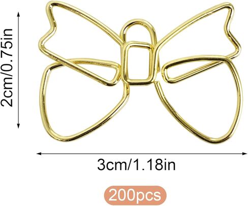 200 PCS Cute Paper Clips, Butterfly & Book Shape Paper Clip Small, Rose Gold and Gold Fun Paper Clips for Journals, Planners, Office Supplies (Paperclip/Book Clips) in Saudi Arabia
