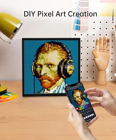 Divoom Pixoo-64 - إطار رقمي بتقنية WiFi Pixel Cloud وقاعدة شاحن USB C بقدرة 35 وات، أسود in Kuwait