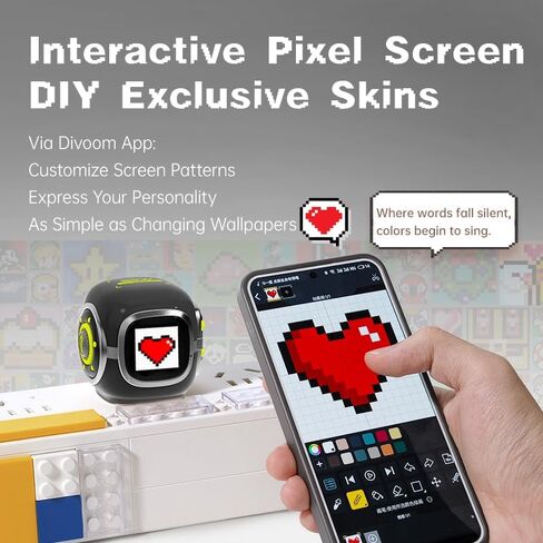 Divoom Pixoo-64 - إطار رقمي بتقنية WiFi Pixel Cloud وقاعدة شاحن USB C بقدرة 35 وات، أسود in Kuwait