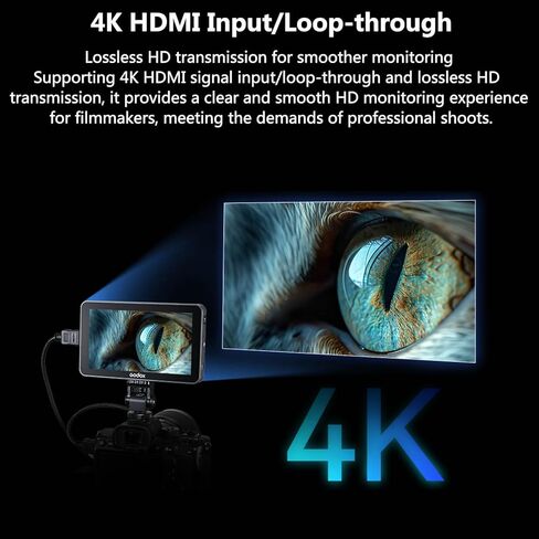 شاشة مراقبة ميدانية لكاميرا Godox GM6S Pro Kit 2 DSLR، شاشة لمس 5.5 بوصة، مدخل/حلقة HDMI 2000 Nits 4K HDMI، استيراد LUT ثلاثي الأبعاد، HD 1920x1080 IPS، لقطة شاشة، شاشة على الكاميرا مع غطاء مظلة in Kuwait