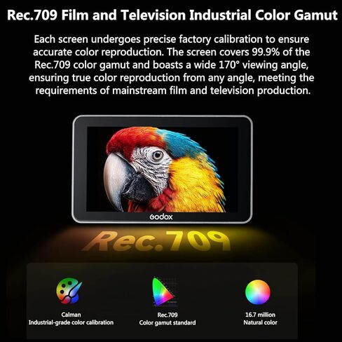 شاشة مراقبة ميدانية لكاميرا Godox GM6S Pro Kit 2 DSLR، شاشة لمس 5.5 بوصة، مدخل/حلقة HDMI 2000 Nits 4K HDMI، استيراد LUT ثلاثي الأبعاد، HD 1920x1080 IPS، لقطة شاشة، شاشة على الكاميرا مع غطاء مظلة in Kuwait