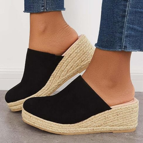 Espadrilles Mule Wedges Platform Slip on Backless Sandals in Saudi Arabia