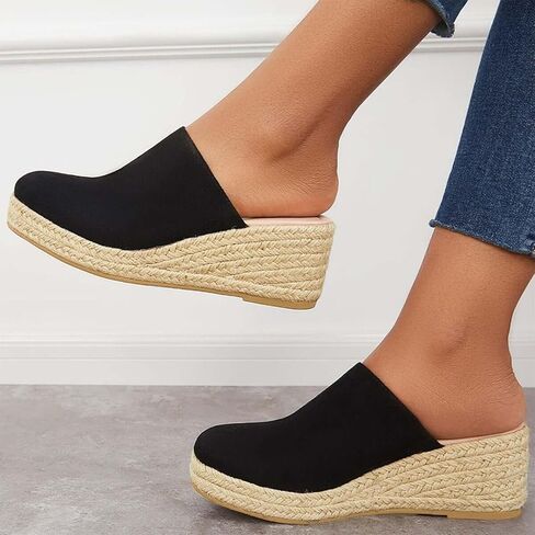 Espadrilles Mule Wedges Platform Slip on Backless Sandals in Saudi Arabia