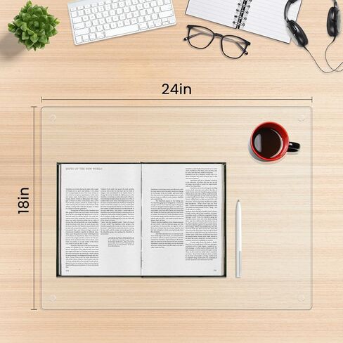 Tempered Glass Desk Pad to Protect Desk,Clear Office Desk Pad for Keyboard and Computer Monitor,Glass Desk Mat for Desktop Dry Erase,20 x 32 inch in Saudi Arabia