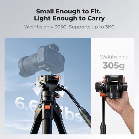 رأس سائل من K&F CONCEPT، رأس سائل ثلاثي القوائم بلاستيكي حريري ناعم لعموم 360 درجة وإمالة، رأس حامل ثلاثي خفيف الوزن متوافق مع Arca Swiss Max Load 7.6 رطل للسفر، التصوير في الهواء الطلق، مدونة الفيديو. FH-04 in Kuwait