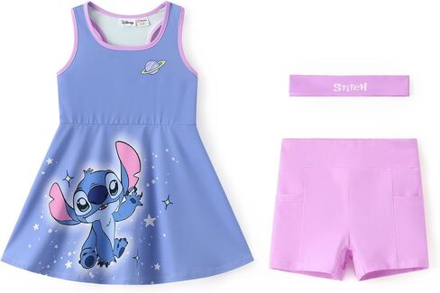 Disney Frozen Elsa Princess Stitch Minnie Girls Tennis Dress Sleeveless Golf Outfit with Shorts Pocket & Headband 2-9 Years in Saudi Arabia