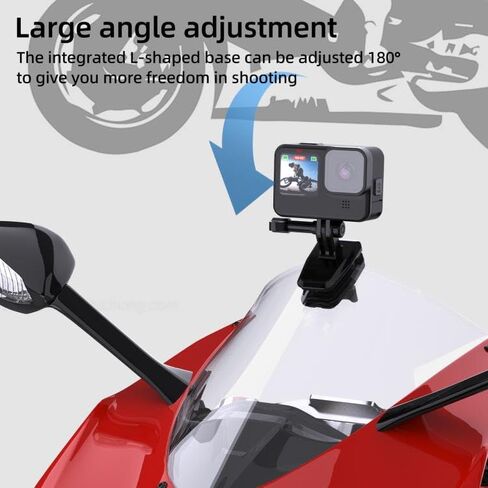 مشبك للكاميرا على الزجاج الأمامي للدراجة النارية من سبائك الألومنيوم لـ GoPro Hero 8-13، Insta360 X5/X3/Go 3، DJI Osmo Action 4/Pocket 3 والهواتف الذكية، حامل مشبك قوي، ملحقات كاميرا الحركة العالمية in Kuwait