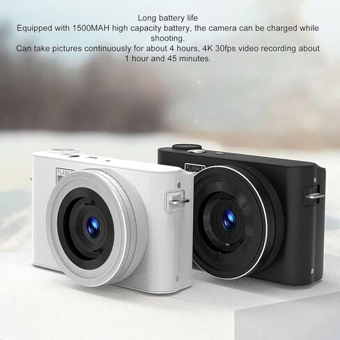 4K Digital Camera for Photography, Autofocus 64MP 18X Zoom Vlogging Camera with Flash 3inch TFT Touchscreen, Compact Travel Video Camera Digital Point and Shoot Camera (White) in Saudi Arabia