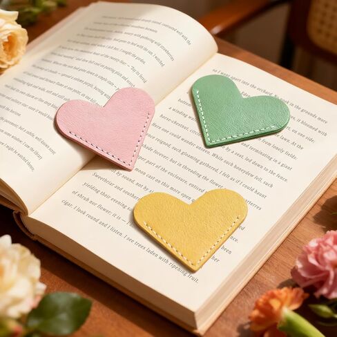 الإشارات المرجعية الجلدية على شكل قلب، 6 قطع من HOMTEK، علامات كتاب لطيفة لصفحة الزاوية لقراءة النساء، محبي الكتب والمدرسين والطلاب، هدايا قراءة يدوية لطيفة (الحب A-6pcs) in Kuwait