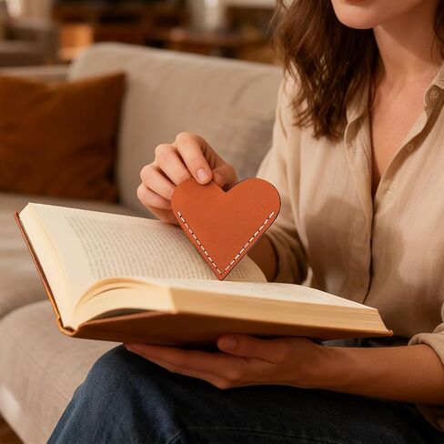 الإشارات المرجعية الجلدية على شكل قلب، 6 قطع من HOMTEK، علامات كتاب لطيفة لصفحة الزاوية لقراءة النساء، محبي الكتب والمدرسين والطلاب، هدايا قراءة يدوية لطيفة (الحب A-6pcs) in Kuwait