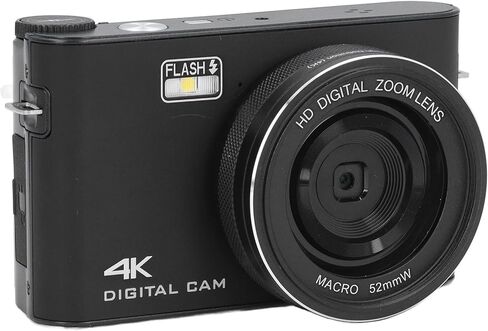كاميرا رقمية 4K للتصوير الفوتوغرافي، كاميرا تسجيل فيديو بتكبير تلقائي 64 ميجابكسل 18X مع فلاش شاشة لمس TFT 3 بوصة، كاميرا فيديو مدمجة للسفر وكاميرا رقمية للتقاط الصور (أبيض) in Kuwait