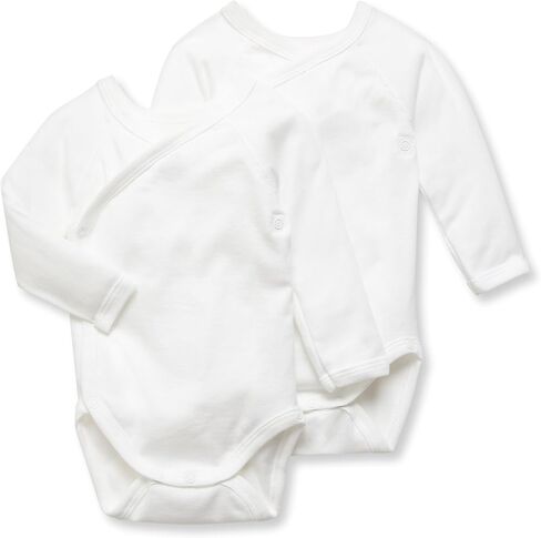 Petit Bateau Pack of 2 Unisex Newborn Baby Plain Long-Sleeve Bodysuits Style 1508154218 Sizes NB-36 Months (Size 6 Month Style 15081) White in Kuwait