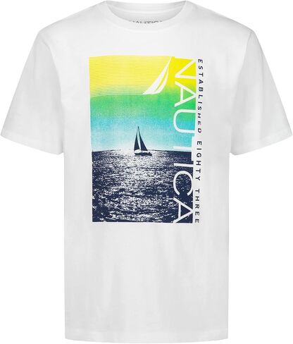 Nautica Boys' Short Sleeve Graphic Crew Neck T-Shirt, Soft, Comfortable, Relaxed Fit in Saudi Arabia