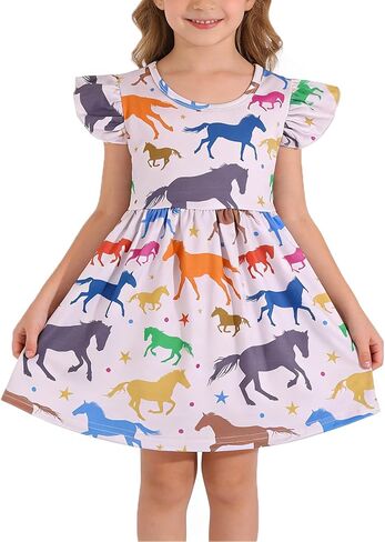 Toddler Girl Casual Dress Baseball Print Ruffle Bottom Casual Dress Summer Clothes 2-8Y in Kuwait