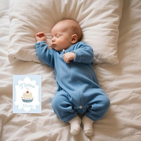 12pcs Boy Watercolor Milestone Cards, 18x13.5cm/7.08x5.3in 12 Style Baby Boy Monthly Milestone Cards Month Signs for Baby Shower Newborn Picture Photo Prop in Kuwait