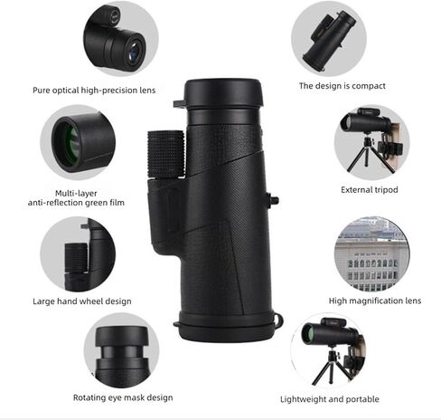 تلسكوب أحادي العين مقاس 10 × 42 مع منشور BK7، منظار أحادي العين مدمج عالي الطاقة للبالغين لمشاهدة الطيور والحفلات والسفر in Kuwait
