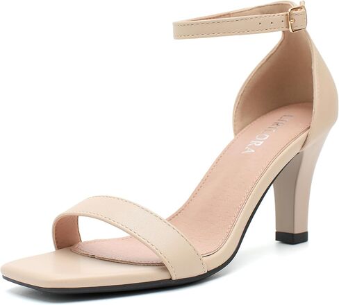 Women's Square Toe Heels Dressy Open Toe Strappy Ankle Strap Sandals Mid Heel Comfortable Dress Wedding Shoes for for Prom Party, Bride & Bridesmaids in Saudi Arabia