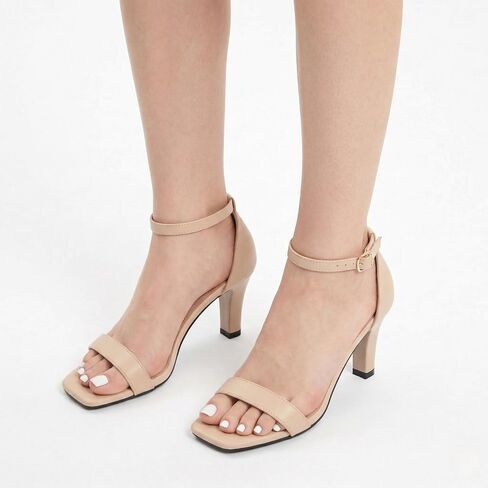 Women's Square Toe Heels Dressy Open Toe Strappy Ankle Strap Sandals Mid Heel Comfortable Dress Wedding Shoes for for Prom Party, Bride & Bridesmaids in Saudi Arabia