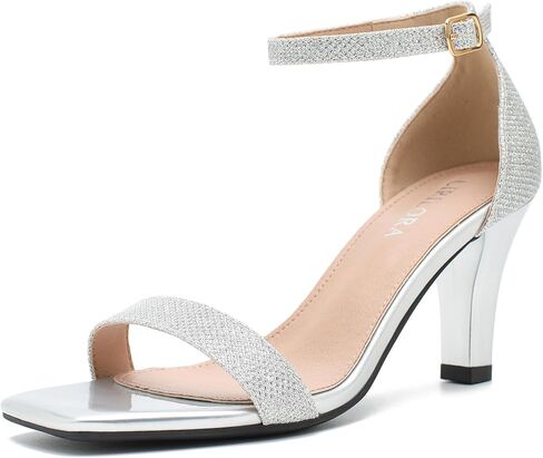 Women's Square Toe Heels Dressy Open Toe Strappy Ankle Strap Sandals Mid Heel Comfortable Dress Wedding Shoes for for Prom Party, Bride & Bridesmaids in Saudi Arabia